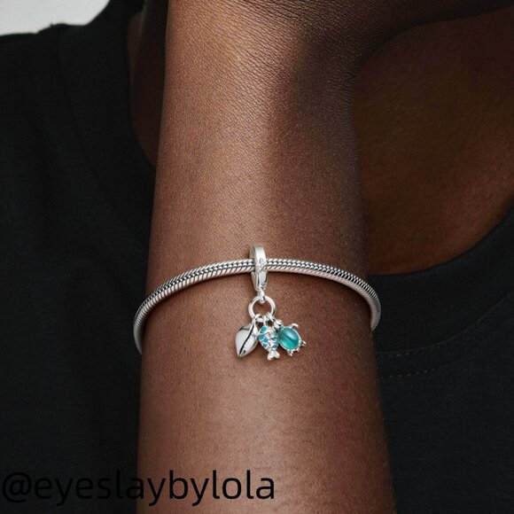 Pandora Fish, Sea Turtle & Conch Triple Dangle Charm - Picture 2 of 6